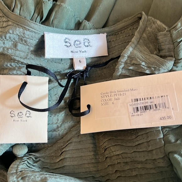 Sea New York Cecile Smocked Midi Dress Jade Green - Picture 8 of 8